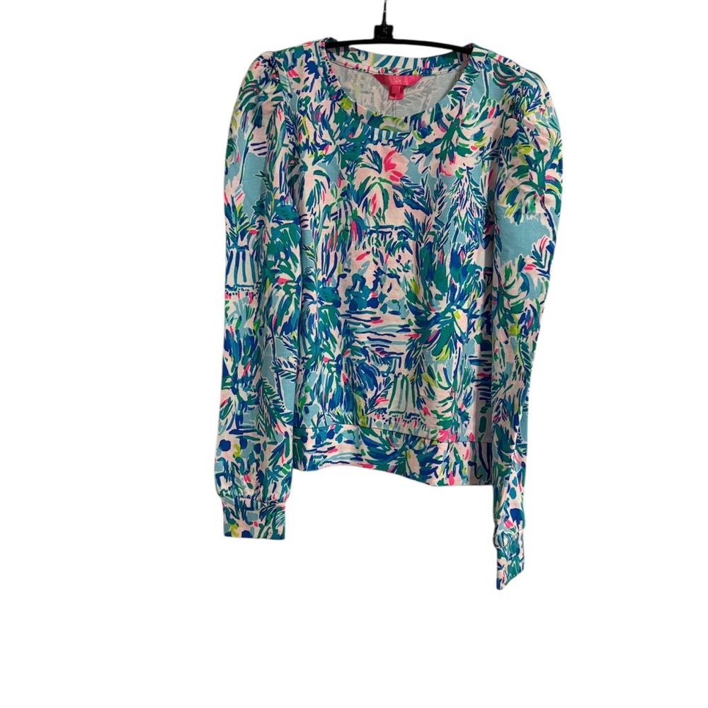 Lilly Pulitzer Jansen Long Sleeve Top (Blue Ibiza, Cabana Cocktail) (Small) NWT